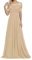 yhfshop Demoiselle d'honneur Robe de Soirée,Robe de soirée en Dentelle à Manches Courtes et épaules dénudées-Champagner_40,Robe de Soirée Longue Sexy Chic