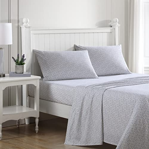 Laura Ashley - Bettwäsche-Set für King-Size-Betten, Baumwoll-Perkal-Bettwäsche-Set, knackige und Coole Wohnkultur (Emogene Purple, King)