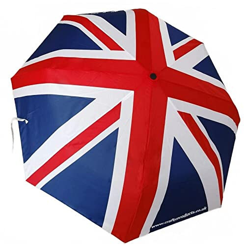 Fabri-Cut Paraguas plegable de viaje con diseño de la bandera del Reino Unido y apertura automática de botón, Union Jack, M