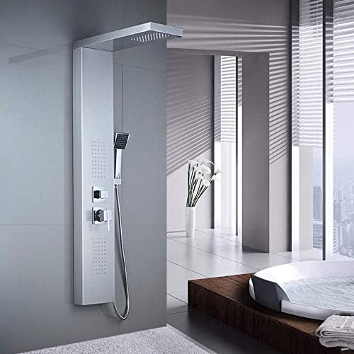 JUNNIU Ensemble de Douche de Bain en Acier Inoxydable 304 avec Panneau de Douche de Salle de Bain et robinets de Douche muraux Decoration