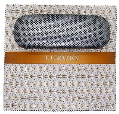 BELESI Brillenetui Hardcase mit XL Brillenputztuch - Brillen Etui Damen und Herren - Hartschale - Brillenhülle + Mirkosfasertuch (Silber)