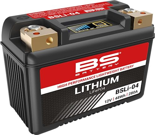 Batteria moto BS a litio ferro fosfato BSLi-04 (YT12B-BS) - 12 V 48 Wh 280 A - Dimensioni: 13,4 x 6,5 x 9,2 cm per DUCATI 999 Biposto, S,R 999 2003-