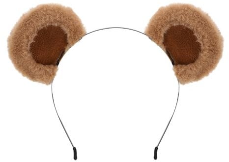 SIOTMERA Headband Bear Ears Brown, Cute Care Movable Hairband Adult with Toddler Bear Costume, Soft Makeup Headband for Washing Face Women