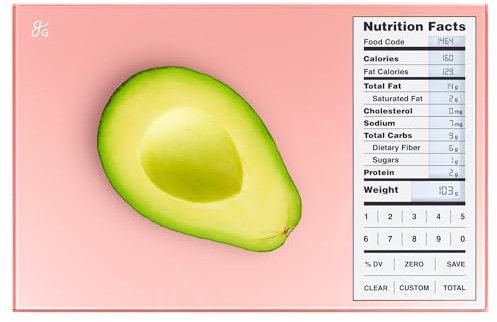 Greater Goods Bilancia nutrizionale con vetro per uso alimentare, perfetta per contare le calorie, preparare i pasti e perdere peso (rosa corallo)