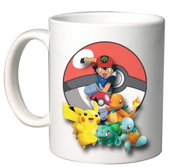 irpot Tazza colazione bianca in ceramica con stampa personaggio a scelta possibilità di personalizzazione Idea regalo festa a tema compleanno battesimo natale bomboniera (Tazza Pok-emon)