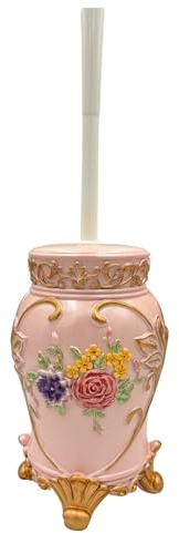 (Rose Pink) Roman Bathroom Toilet Brush Holder Set - Elegant and Practical (1 x Toilet Brush, 1 x Holder)
