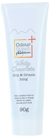Colour Splash Drip & Drizzle | White Chocolate Colour | Cake Drip Icing For Decorating Celebration Cakes, Cupcakes, And Cookies, Easy Squeeze Tube - 90g