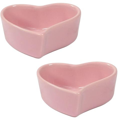 TYMYYS Ensemble De Ramequins, 120ml, Ramequins Crème Brûlée Forme De Cœur, Plats à Soufflé Allant Au Four, Souffle Ramekins, Ramequins Pour Friteuse À Air-rose-Ensemble de 2