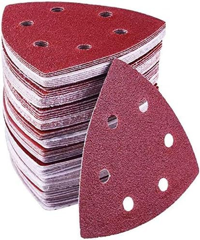 MOLENCO Schleifpapier Dreieckschleifer, 72 Stück Schleifpapier Set, Deltaschleifer Schleifpapier 93x93x93mm Schwingschleifer Schleifpapier 40 60 80 120 180 240 Körnung für Multischleifer - 6 Loch