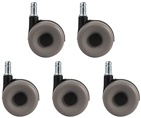 5er-Pack Universal-Bürostuhlrollen, Ersatzrollen, 63 mm Möbelrollen, für alle Böden einschließlich Fliesen, Teppich, Holz, Gewindeschaft M11 x 21 mm (grau)