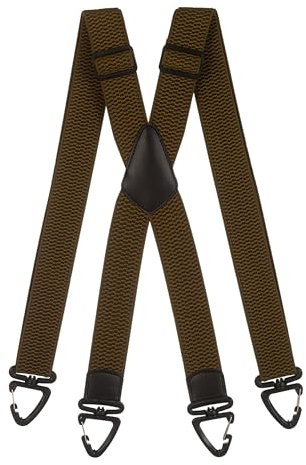 Olata Robuste X-Hosenträger mit Kunststoff-Karabinerhaken – 4 cm Breit, Verstellbar und Unisex. Olivgrün