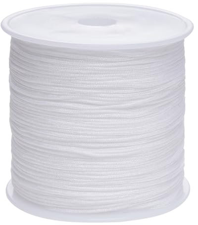 100m Fil Nylon Collier 0.8mm cordelette Cordon en Nylon Tresse Fil pour Bracelet satiné DIY Bijoux Artisanat Fil pour Bracelets et Colliers Fil à Perles (Blanc, 0.8mm/100m)