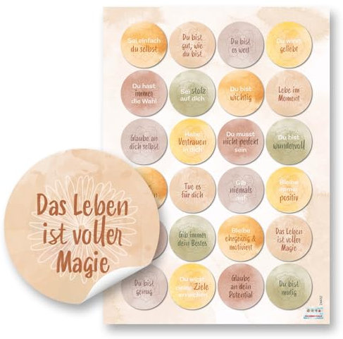 Logbuch-Verlah 48 Sprüche Sticker mit inspirierenden Botschaften Motivation Aufkleber Geschenkaufkleber Ø 4 cm