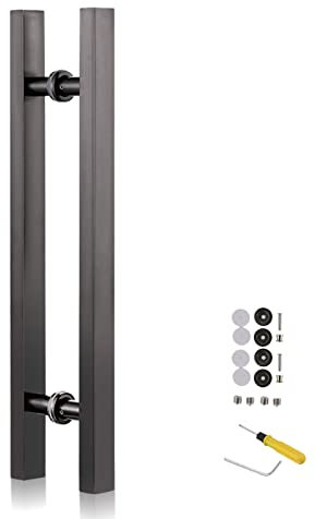 Türgriff zum Ziehen und Drücken, für Dusche, Küchentürgriffe, Türgriff aus Metall, für Holz, Glas, Metalltüren, massives quadratisches Gartenhaus, Duschtürgriff, doppelseitig, inklusive Besc