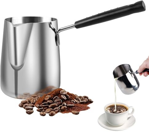 Türkische Kaffeekanne, Mokkakanne, 600 ml Milchkännchen 304 Edelstahl, Milchkanne Edelstahl, Espressokanne, Griechisch Arabische Kaffeekanne Türkischer Kaffeekocher, Mocha Pot Turkish Coffee Pot