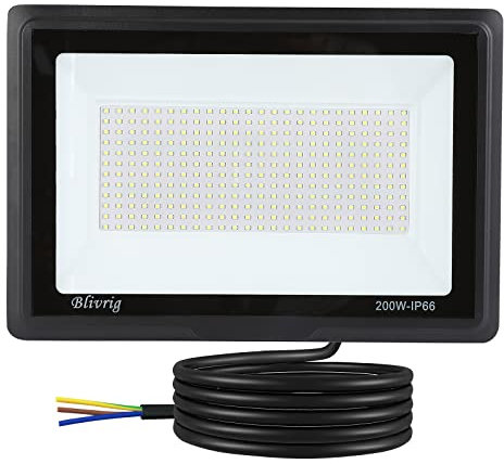 Blivrig 200W Faretto LED da esterno Bianco Caldo 3000K, 20000LM Faro LED Parete, Impermeabile IP66 Fari LED Luce Bianca Calda Proiettore per Cortile Cantiere Giardino
