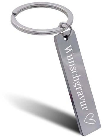 Online Schlüsselanhänger personalisiert silber I Schlüsselanhänger zum selbst gestalten mit Gravur I Personalisiertes Geschenk für Freundin, Freund, Papa I Anhänger zum Beschriften