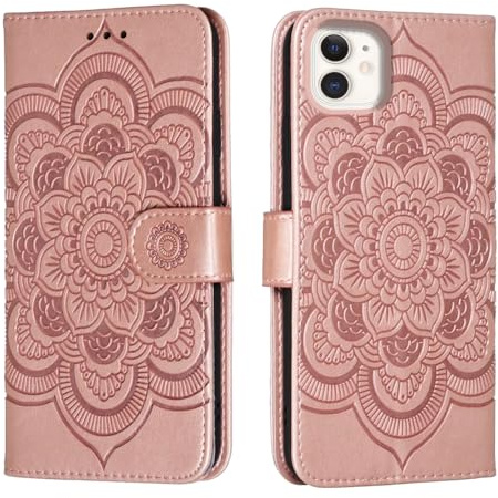 shingtomua Wallet Case for iPhone 11, Card Holder, Pink | Wallet Case with Card Holder and Stand, Magnetic Closure, Flip Folio, Soft PU Leather, Shockproof