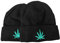 Strickmützen mit Marihuana-Blatt-Stickerei, Fleece-Futter, Einheitsgröße, Schwarz / Grün, 2 Stück, Schwarz Grün, Einheitsgr��e