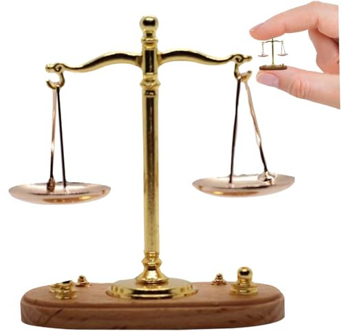 KYEQATY Dollhouse Möbel 1:12 Skala Mini -Waage -Skala mit 6 Balancing Gewichten realistische Puppenhaus Metall Miniatur Justice Skala Modell Skalen der Justizdekoration