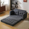 SOFTWEARY Schlafsofa mit Bettfunktion, 2-Sitzer mit Rückenkissen und Armlehnen, Leinen Bezug, Polstersofa, Loungesofa (Anthrazit)