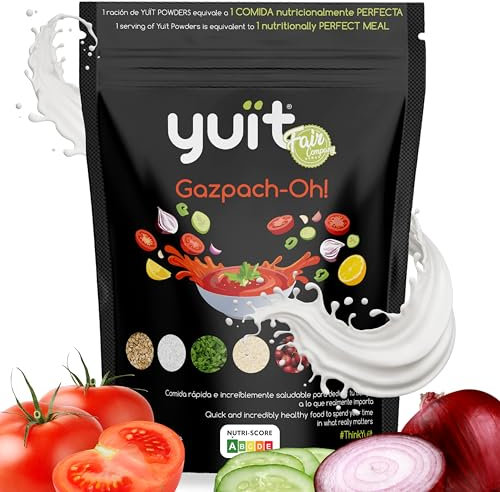 YUÏT - Substitut de repas - Shake protéiné - 35g de protéines en poudre + Probiotiques - Aliment 100% naturel - Shake diététique rassasiant - Supplément vitamines- Gazpacho (Gazpach-Oh) - 1kg