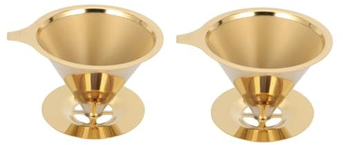 Gadpiparty 2 Pz filtro del caffè portafiltro macchina per caffè americano tazza da caffè termica Tazze gocciolatore a cono caffè gocciolatore di caffè senza carta Acciaio inossidabile Golden