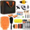 Zaxiva Kit Nettoyage Voiture, 31PCS Brosse Nettoyage Voiture Kit pour intérieur et extérieur, Kit de Détail de Voiture avec Pinceau Detailing Auto, Brosse Perceuse, Brosse de Jante, Sac de Transport