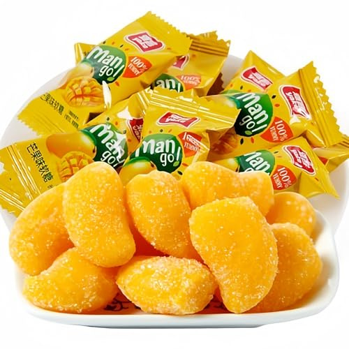 McKona-Mango Gummy Candy (500g) - Chewy & Vegan, with Real Fruit Juice, Soft Fruit Snack
