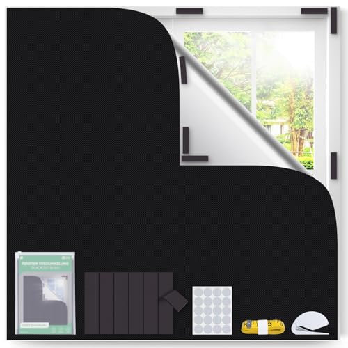 Inwee Magnetic Blackout Blind, 100% Blackout Curtain for Window, Fits Any Size Shape Window No Drilling, Portable Blackout Blinds for Bedroom Loft Travel RV, with 12 Magnets, 145x100CM