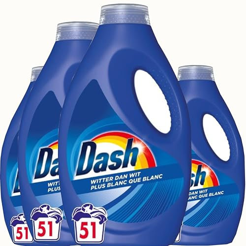 Dash Lessive liquide plus blanche que blanche - 4 x 51 lavages - pack avantageux