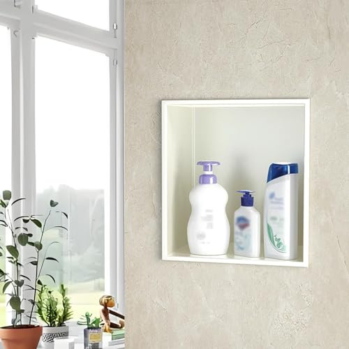Niche de Salle de Bain encastrée Blanche élégante 304 en Acier Inoxydable sans tuile nécessaire Organisateur de Douche pour Salle de Bain Salon