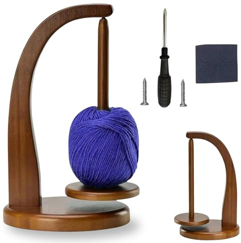 Wollabwickler, Yarn Winder Garnrollenhalter, Wollabwickler Holz, Wollwickler zum Stricken, Rotierender Magnetischer Wollknäuelhalter, mit Montagezubehör, für Strickzubehör Geschenke(Retro Farbe)