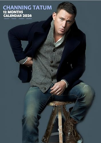 Channing Tatum Kalender 2026 A3 Wirobound Full Color Gratis Packung Kalenderaufkleber
