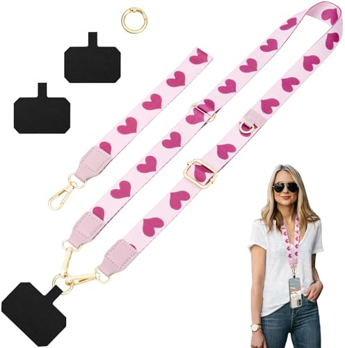ONEKERUN Universelle Cordon Telephone Portable Dragonne Telephone Cou et Poignet Cordon Coque Téléphone Bandoulière Réglable avec 2 Patchs pour Smartphones Appareil photo