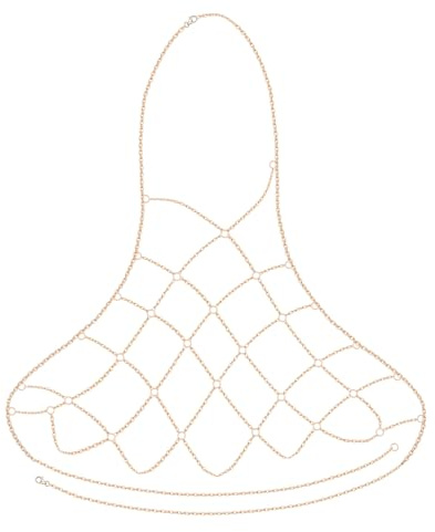 Asyduey Women's Halterneck Mesh Body Chain Bralette Bikini Bra Necklaces Stomachers（Gold）