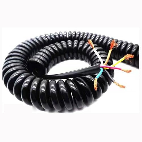 Fil électrique, cordon d'alimentation enroulé, Câble d'alimentation spiralé extensible à 6 conducteurs, 0,2 mm², noir, 24 AWG(2.meter)