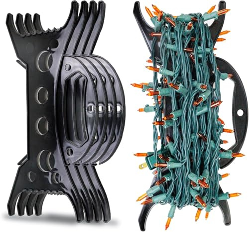 CXLHO 4Pack Christmas Light Storage Holder, All-Purpose Holiday Light Storage, Light Cord Wind up, Christmas Light Organizer for String Lights, Extensions Cords, Garland, Beads and More, Black