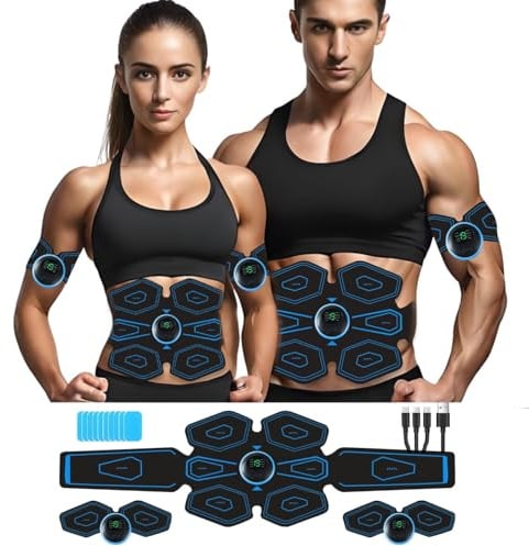 COODAY EMS Bauchtrainer Pro,EMS Bauchmuskeltrainer,Bauchmuskeln Stimulationsgerät 8 Modi & 19 Intensitäten für Bauch, Intelligentes Fitness,Unisex, Wiederaufladbar