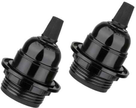 Medrialife 2x Lampenfassung E27 Schwarz, E27 Fassung Lampensockel für Tischlampe, Stehlampe und Deckenleuchte, Ersatz Lampenfassung E27 für DIY Lampen, Retro Lampensockel
