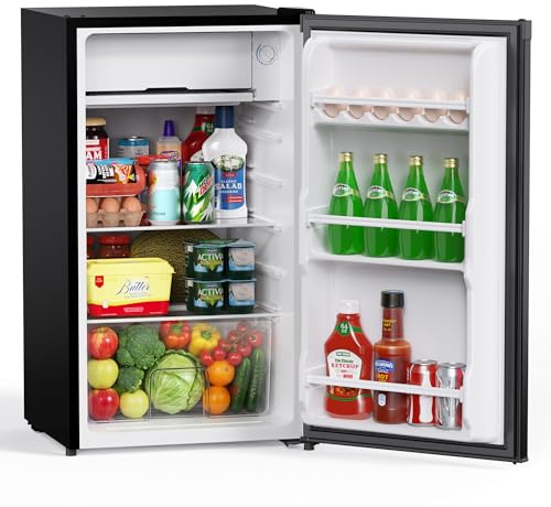 Upstreaman 91L Under Counter Fridge, Small Fridge with 5 Stage Temp Control (0-10°C), Quiet Standard Refrigerator for kitchen/Office/Bedroom, BR321-Black
