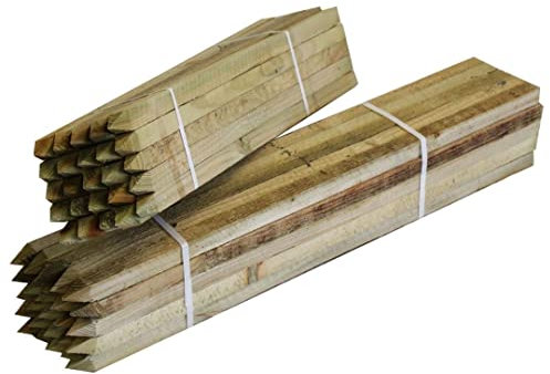 Suregreen 10 Pack 1.2m Tree stakes 32x32mm square wooden treated timber, 4ft / 4' garden posts