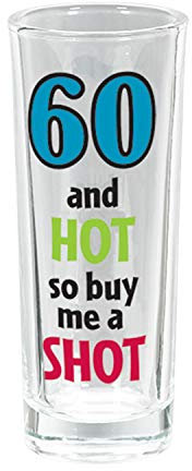 amscan 210296 60th Birthday Shot Glasses Party Favor 80ml - 1 Pc, Multi Color, 3 OZ