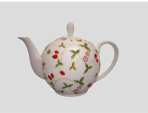 TeaLogic Teekanne Mirella Erdbeeren für1 Liter weiß rot Porzellan