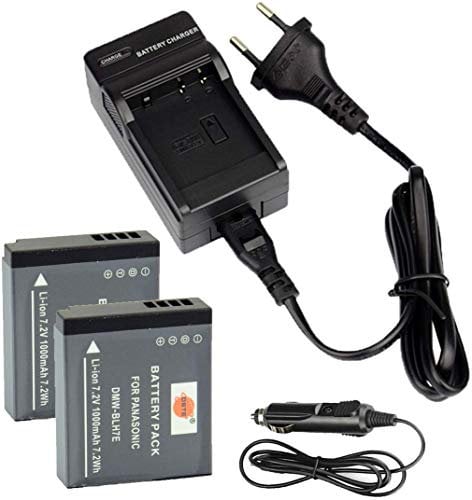 DSTE®(2 Pack) Ersatz Batterie und DC120E Reise Ladegerät Compatible für Panasonic DMW-BLH7 Lumix DMC-GM1 DMC-GM1D DMC-GM1K DMC-GM1KD DMC-GF7K DMC-LX10 DMC-LX15 Digital Kamera als DMW-BLH7PP DMW-BLH7E
