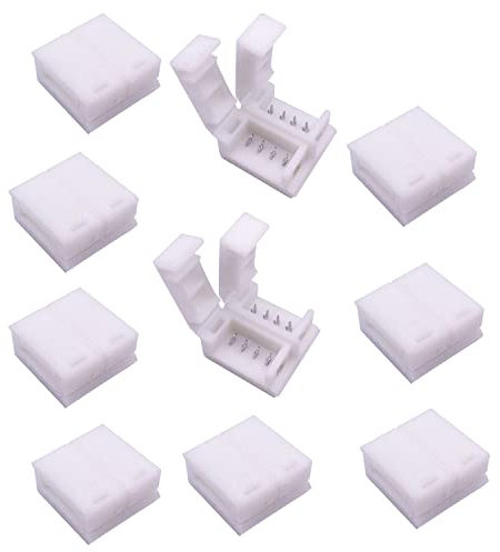 LitaElek 10pcs Connecteur pour Bande LED RGB 5050 étanche, LED Strip Connector 4 pin 10mm Connecteur Ruban LED Connecteur Rapide LED Stripe Connecteur 4 broches