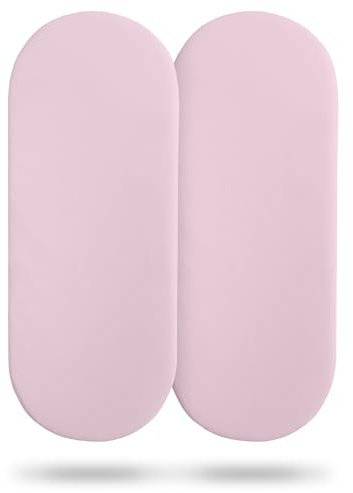 Silentnight Safe Nights Fitted Sheet - Moses Basket Mattress - Breathable 100% Cotton Jersey - Super Soft Kind to Baby Skin - 74x27cm - Secure Fit with Elasticated Corners - 2 Pack, Pink