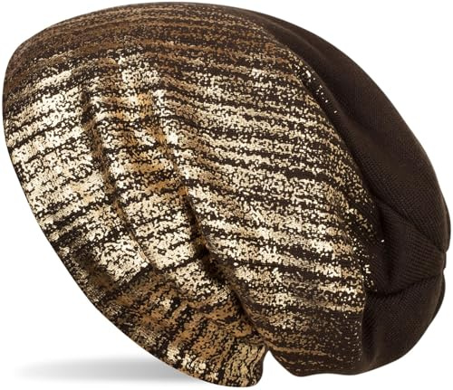 styleBREAKER Unisex Beanie Mütze Metallic Fleece Futter 60cm | Slouch Longbeanie. elastisches Material. Bundweite 26cm. Höhe 28cm. Einheitsgröße. winterfest. weiche Haptik.