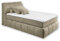 Stella Trading 2 Boxspringbett 120x200 mit Bettkasten, Sand - Bequemes Bett mit 7-Zonen-Federkern Matratze H2-H3 & Komfortschaum Topper - 121 x 110 x 235 cm (B/H/T)