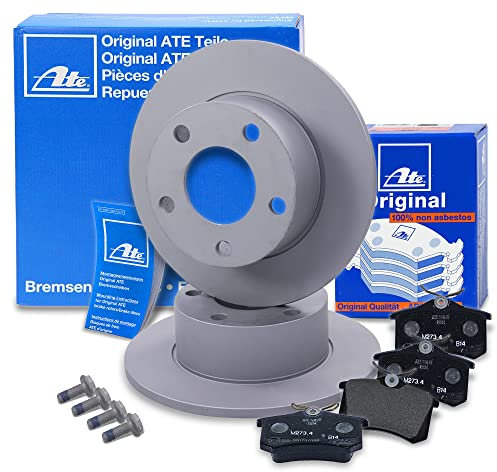 ATE Bremsenset Hinterachse inkl. Bremsscheiben hinten Ø 245 mm voll und Bremsbeläge hinten Kompatibel mit AUDI A6 C5 (4B2), SKODA SUPERB 1 (3U4), VW PASSAT B5